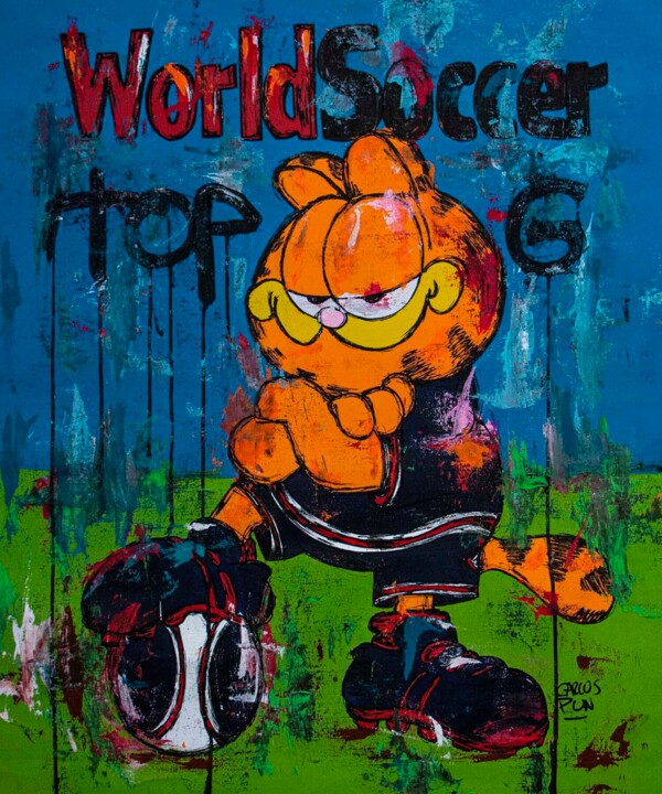 Painting titled "Top G Garfield on W…" by Carlos Pun, Original Artwork, Acrylic