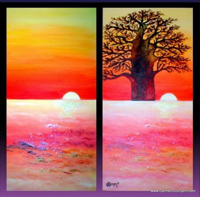 Pintura titulada "EL ARBOL DE LA VIDA…" por Carmen G. Junyent, Obra de arte original, Otro