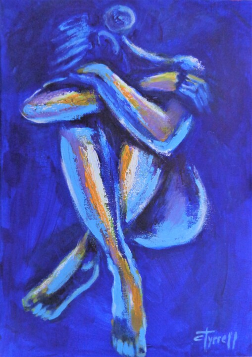 Painting titled "Blue Mood 8" by Carmen Tyrrell, Original Artwork, Acrylic Mounted on Wood Stretcher frame