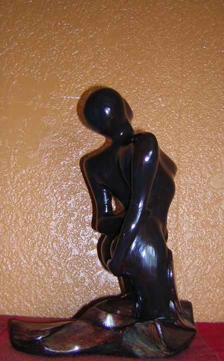 Escultura titulada "africa-negra-27-cm-…" por Carole Bouteiller, Obra de arte original