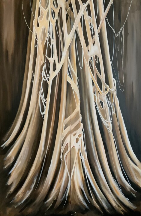 Pittura intitolato "L'arbre sépia" da Carole Legeron, Opera d'arte originale, Acrilico