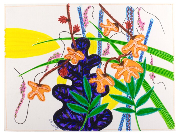 Desenho intitulada "Je pense aux tropiq…" por Carolyn Sittig, Obras de arte originais, Marcador