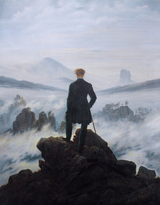 Malerei mit dem Titel "Le randonneur au-de…" von Caspar David Friedrich, Original-Kunstwerk, Öl