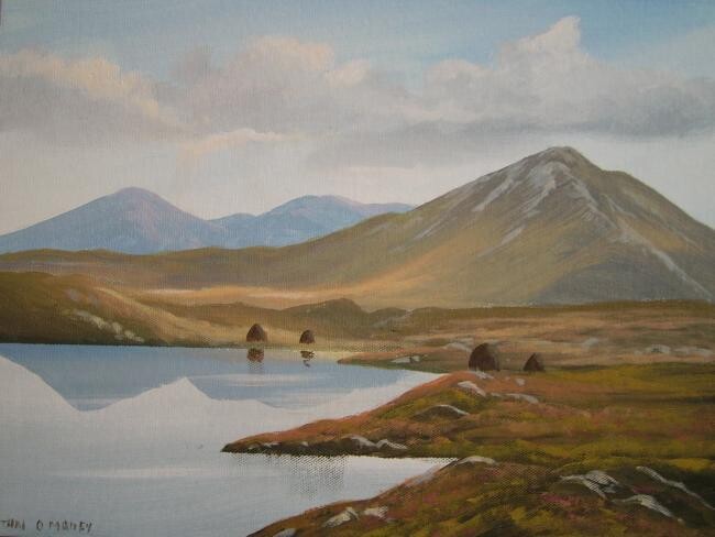 Pintura intitulada "sunlit bogland" por Cathal O Malley, Obras de arte originais