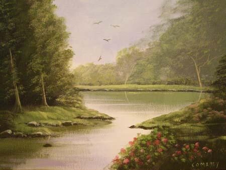 Pittura intitolato "river birds" da Cathal O Malley, Opera d'arte originale