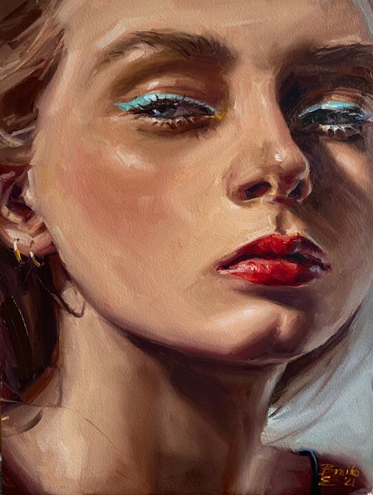 Картина под названием "Взгляд" - Катерина Брайко, Подлинное произведение искусства, Масло