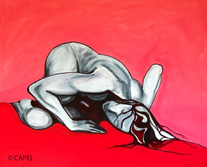 Painting titled "comme un coeur" by Catherine Capel, Original Artwork
