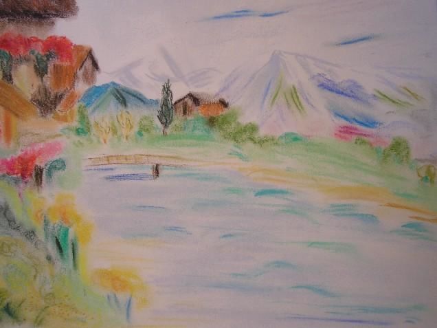 Malerei mit dem Titel "Paysage Alpin" von Catherine Falize, Original-Kunstwerk