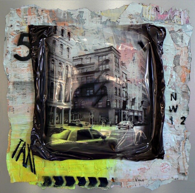 Collages titulada "NY Taxi" por Cathie Berthon, Obra de arte original