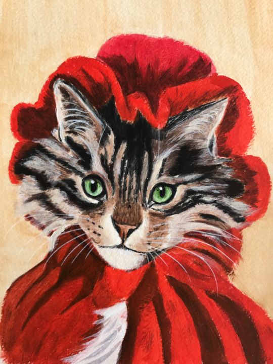Chat Habille Painting By Cathou Bazec Artmajeur