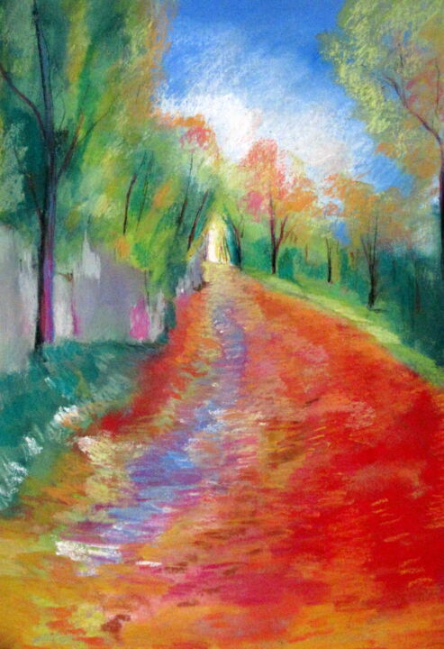 "un chemin coloré" başlıklı Resim Ludovic Catry tarafından, Orijinal sanat, Pastel