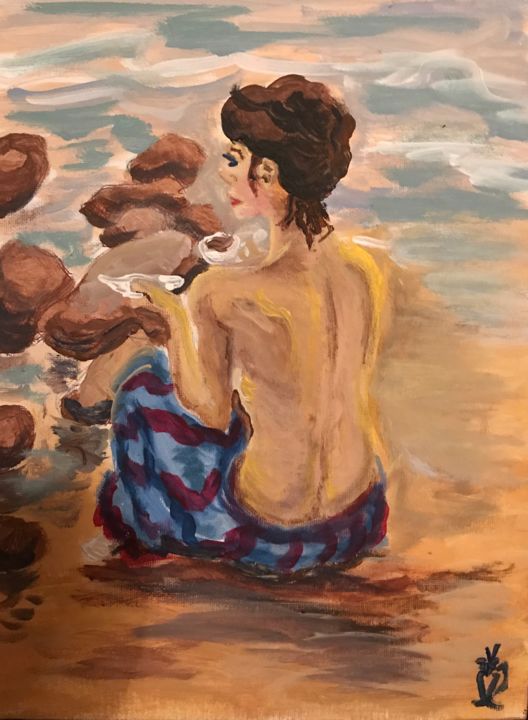 Peinture intitulée "Study for Beach Tea" par Colby Fox, Œuvre d'art originale