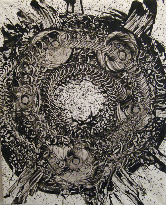Картина под названием "O.T." - Cebra, Подлинное произведение искусства, Темпера Установлен на Другая жесткая панель