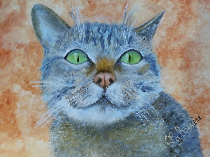Peinture intitulée "Le-chat-pussy" par Cécile Labossière, Œuvre d'art originale, Huile