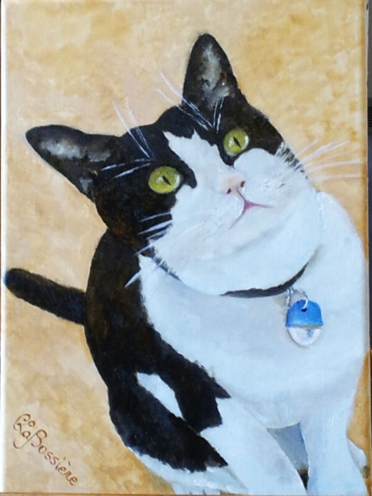 Peinture intitulée "le-chat-sangohan-00…" par Cécile Labossière, Œuvre d'art originale, Huile