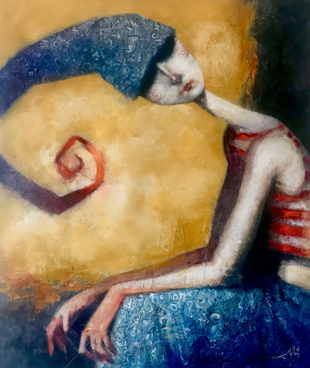 Painting titled "Arlequín escorpión" by Cesar Ayllón, Original Artwork, Oil