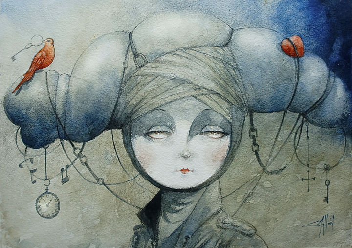 Картина под названием "mi nube" - Cesar Ayllón, Подлинное произведение искусства