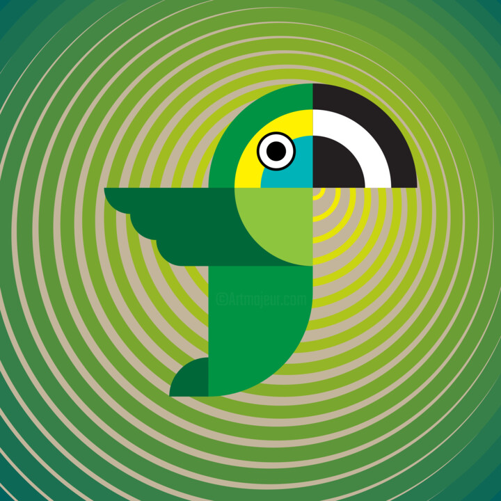 Arte digital titulada "Papagaio [Parrot]" por Cesar Benatti, Obra de arte original, Trabajo Digital 2D