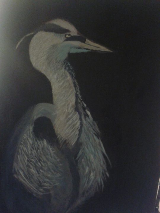 Pintura intitulada "blue heron" por Ceyda Kuş, Obras de arte originais, Acrílico