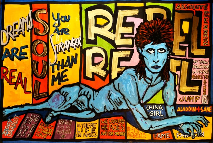 Peinture intitulée "SOUL OF BOWIE" par Chachagrafitero, Œuvre d'art originale, Encre