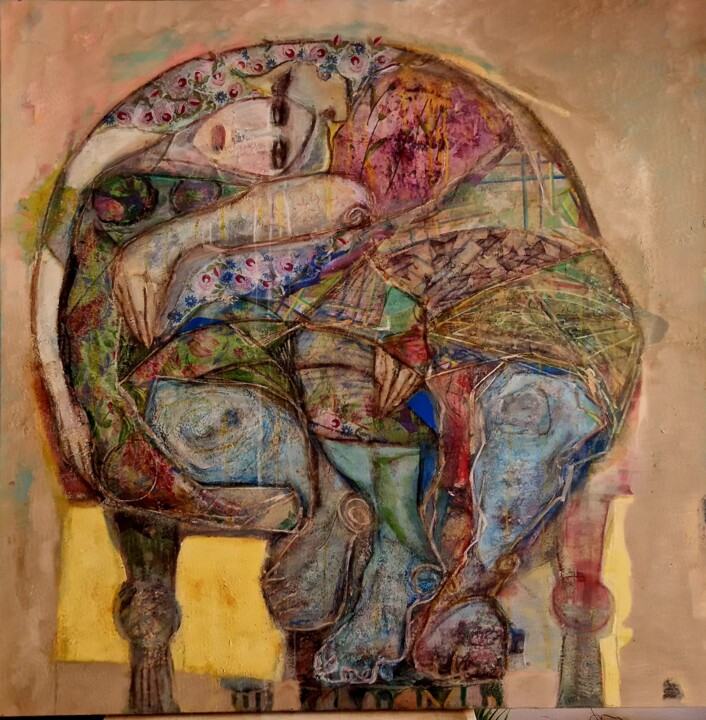 Pintura titulada "Toute est un cercle" por Chahla Soummer, Obra de arte original, Acrílico Montado en Bastidor de camilla de…