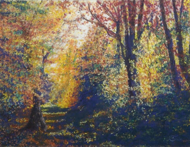 Peinture intitulée "Forêt" par Chantal Simon, Œuvre d'art originale, Pastel