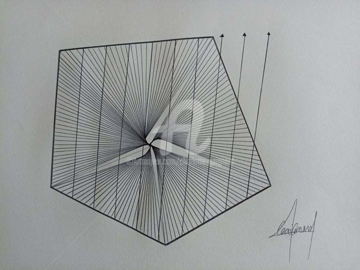 Drawing titled "Distorsion" by Gaignart, Original Artwork, Ballpoint pen