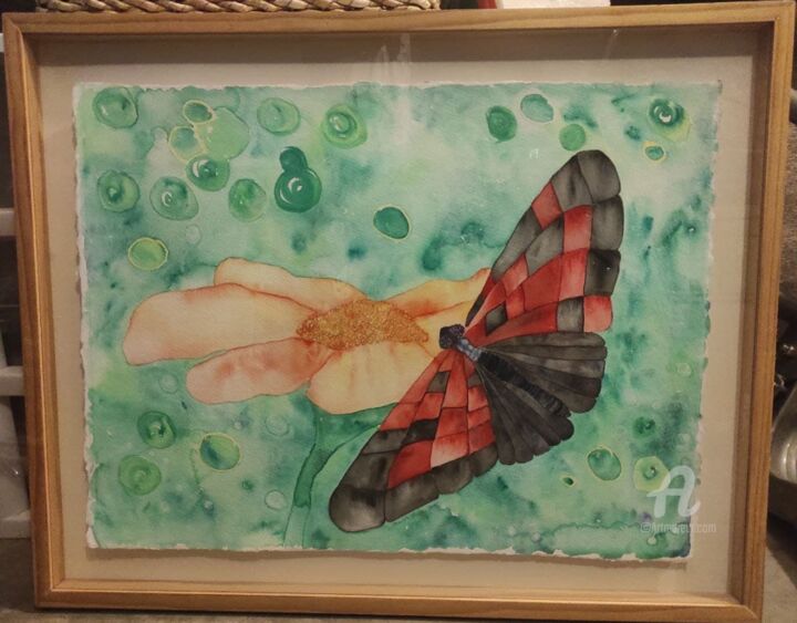 Pintura titulada "Mariposa" por Charlotte Lenssen, Obra de arte original, Acuarela