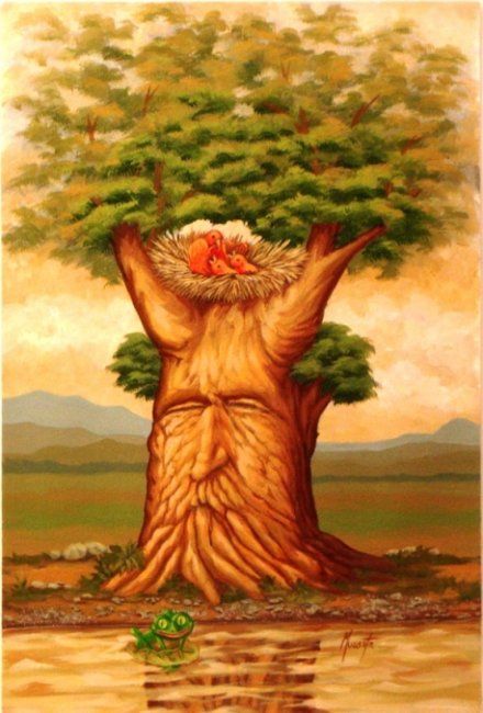 Painting titled "Arbol del Eden" by Carlos Luis Murrieta García, Original Artwork, Oil