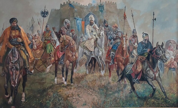 Painting titled "Alp-Arslan" by Chary Jafarov, Original Artwork, Oil