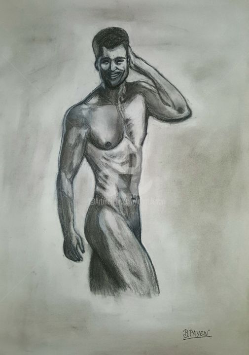 Nu Masculin Au Fusain Drawing By Bpayen Artmajeur