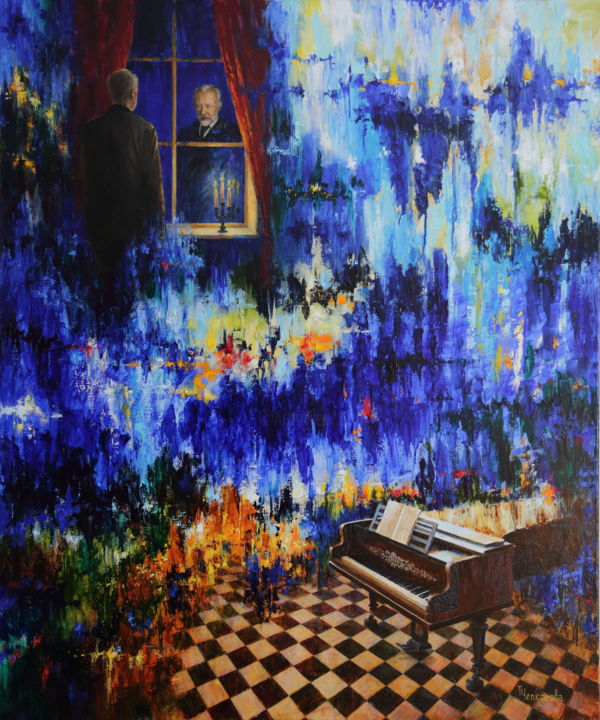 Painting titled "Concert No. 1" by Tatyana Chepkasova, Original Artwork, Oil Mounted on Wood Stretcher frame