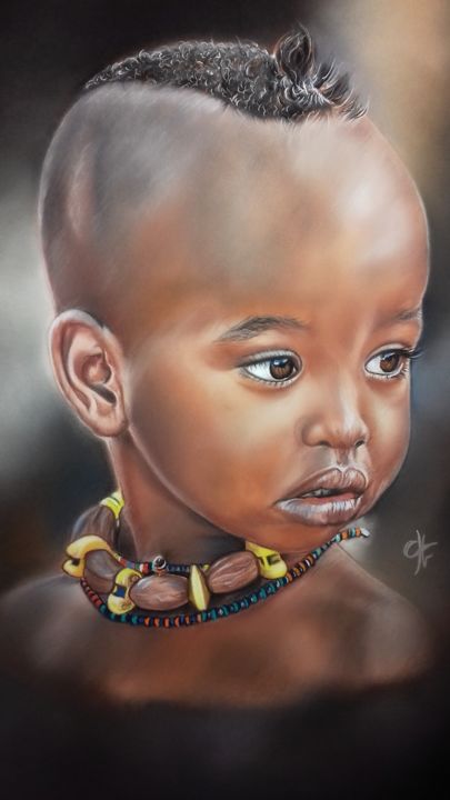 Malerei mit dem Titel "" Love Africa "" von Véronique Chevalier, Original-Kunstwerk, Pastell