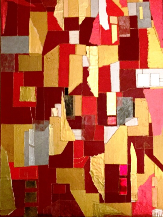 Malerei mit dem Titel "Grand Rouge" von Mu, Original-Kunstwerk, Acryl Auf Keilrahmen aus Holz montiert