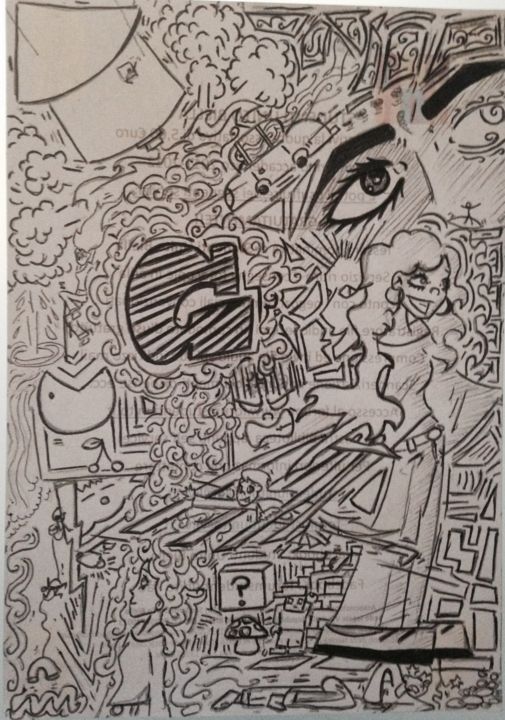 Рисунок под названием "chi sono e cosa far…" - Cecca, Подлинное произведение искусства, Карандаш