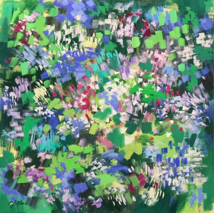 Pittura intitolato "SPRING GARDEN 1" da Chin H Shin, Opera d'arte originale, Olio Montato su Telaio per barella in legno