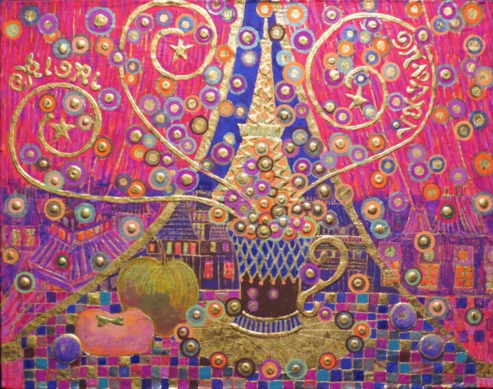 Pintura intitulada "Rideaux Rouges" por Chiori Ohnaka, Obras de arte originais, Pigmentos Montado em artwork_cat.