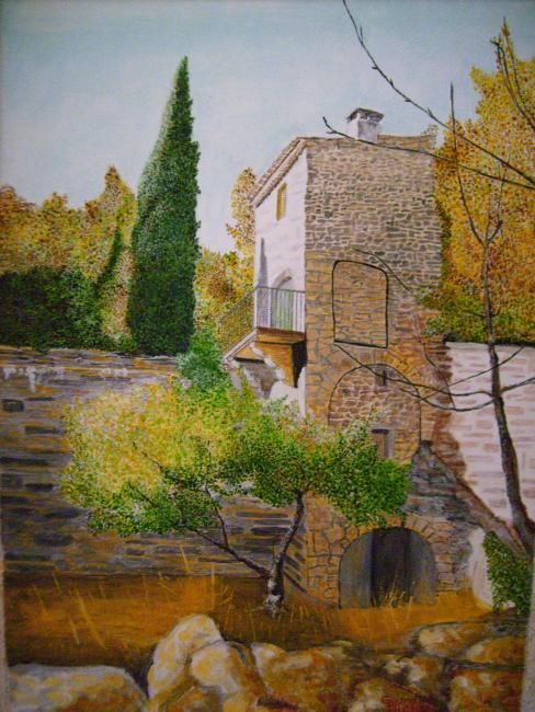 Painting titled "maison dans le lubé…" by Choiseul, Original Artwork, Oil