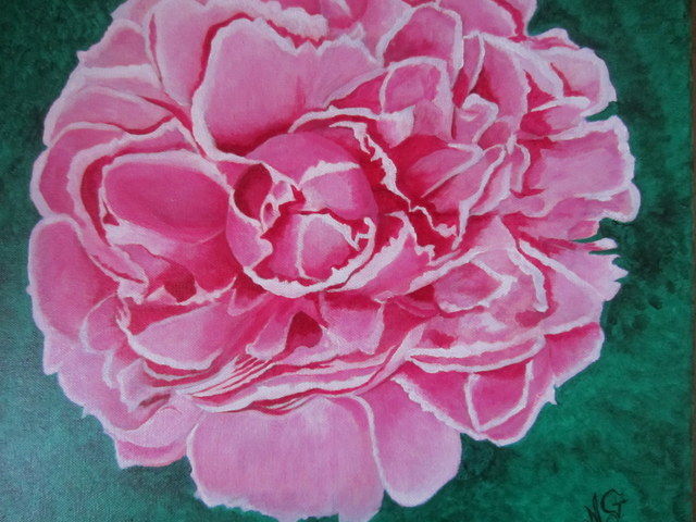 Painting titled "pivoine" by Choiseul, Original Artwork, Acrylic