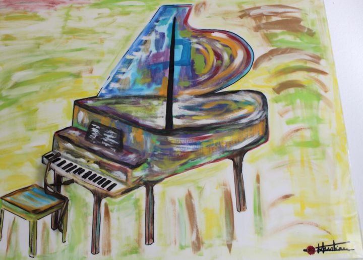 Schilderij getiteld "PIANO" door Chris Guerin, Origineel Kunstwerk, Olie