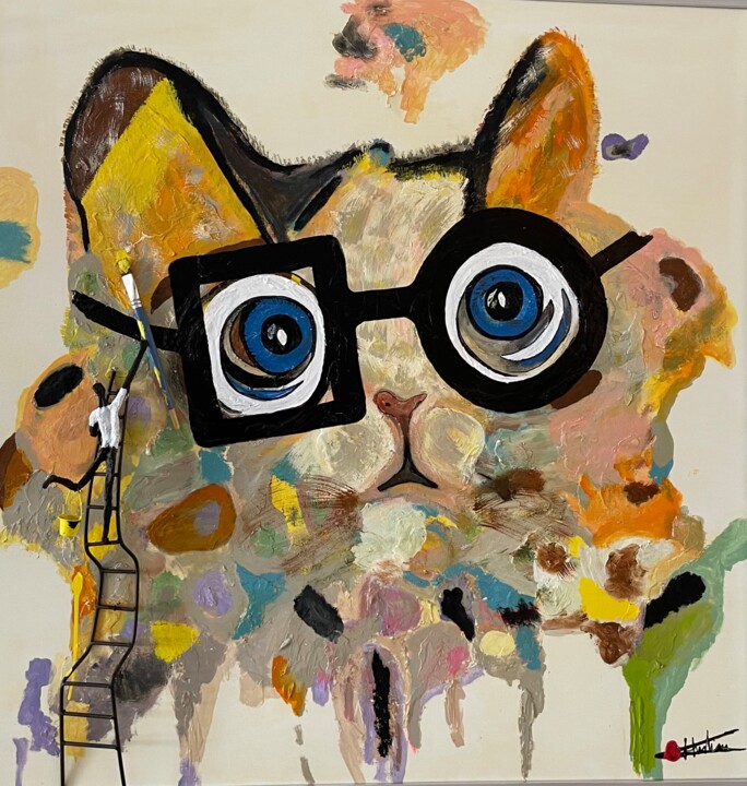Pintura titulada "Miaou" por Chris Guerin, Obra de arte original, Acrílico