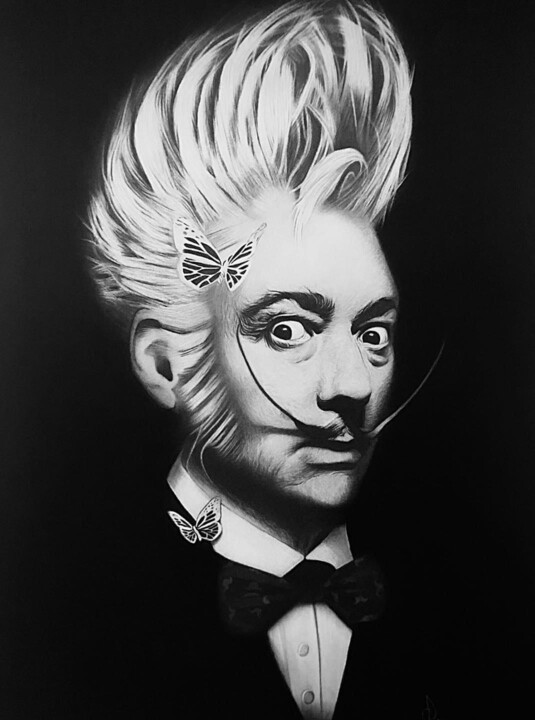 Pintura titulada "Dali inspirée d’une…" por Christel David, Obra de arte original, Carbón