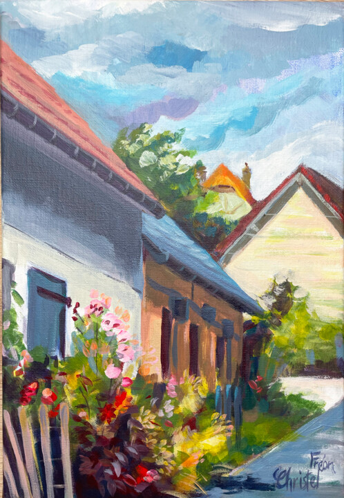 Peinture intitulée "Rue du sac à Mesniè…" par Christel Fréon, Œuvre d'art originale, Acrylique Monté sur Châssis en bois