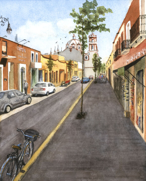 Peinture intitulée "Paseo por Puebla, M…" par Christelle Noireau, Œuvre d'art originale, Aquarelle