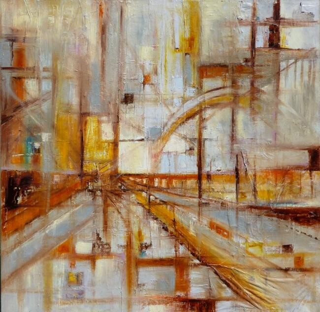 Painting titled "Etape à Sydney" by Christelle Veron Cherbonnier, Original Artwork