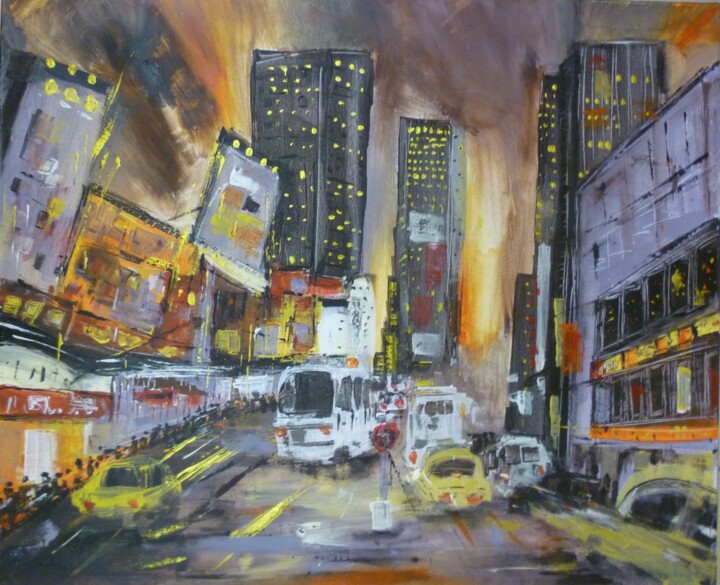 Painting titled "Times Square" by Christelle Veron Cherbonnier, Original Artwork