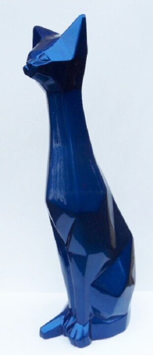 Grand Chat Abyssin Contemporain Bleu Sculpture By Christian Choquet Artmajeur