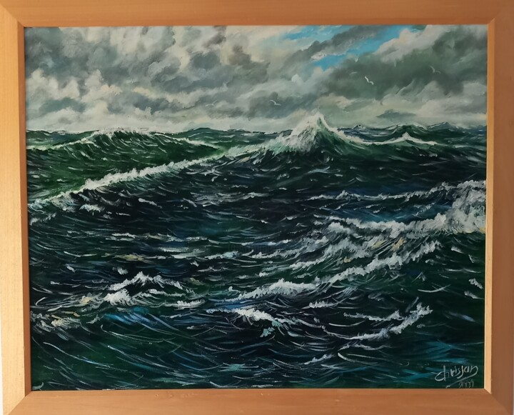 "OCEAN ATLANTIQUE SU…" başlıklı Tablo Christian Garnier tarafından, Orijinal sanat, Akrilik Ahşap Sedye çerçevesi üzerine mo…