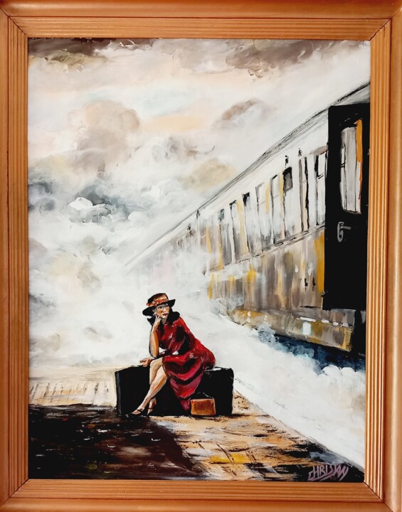 Painting titled "L ATTENTE" by Christian Garnier, Original Artwork, Acrylic