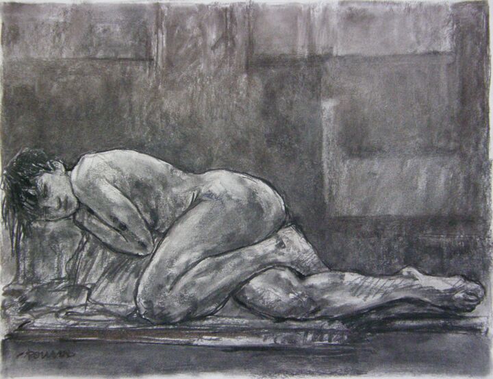 Desenho intitulada "fusain 50/65 2011 87" por Christian Rolland, Obras de arte originais, Carvão